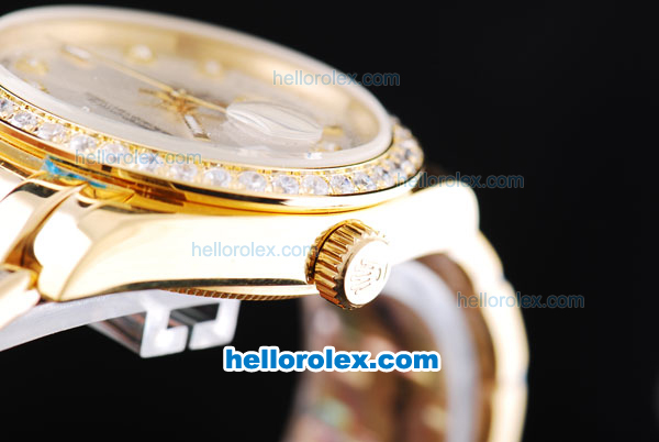 Rolex Day-Date Oyster Perpetual Automatic Full Gold with Diamond Bezel and White Dial - Click Image to Close